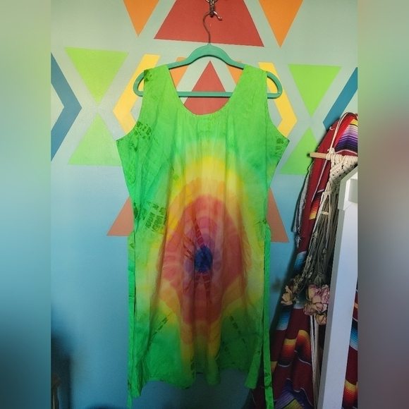 Vintage Rima Beachwear Women's Tie Dye Sleeveless Tie Dress Size XL - Picture 4 of 10